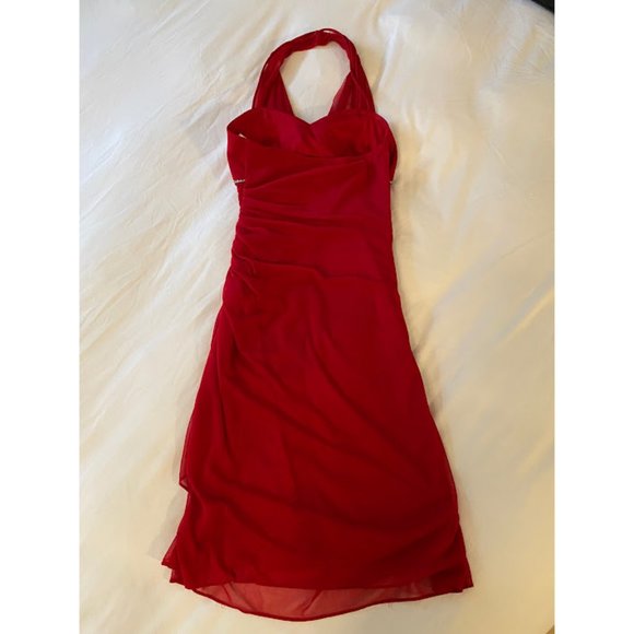 Blondie Nites Red Halter Midi Dress - Picture 3 of 8